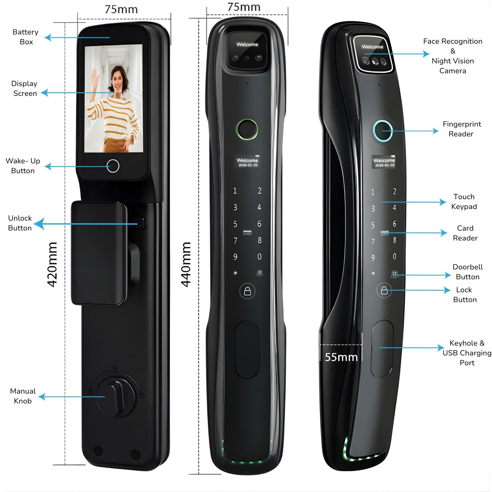 Smart Secure Lock – Keyless Door Lock with Face Recognition & App Control